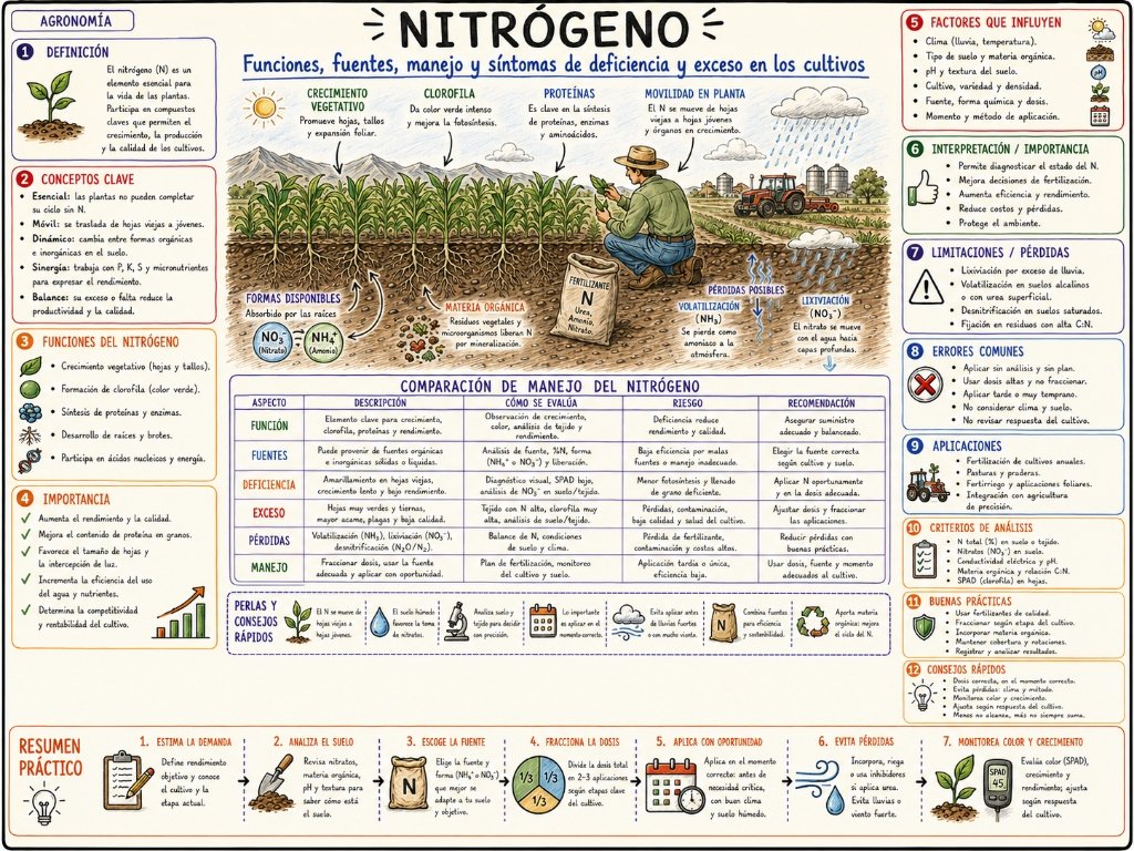 Nitrógeno: Funciones, fuentes y manejo