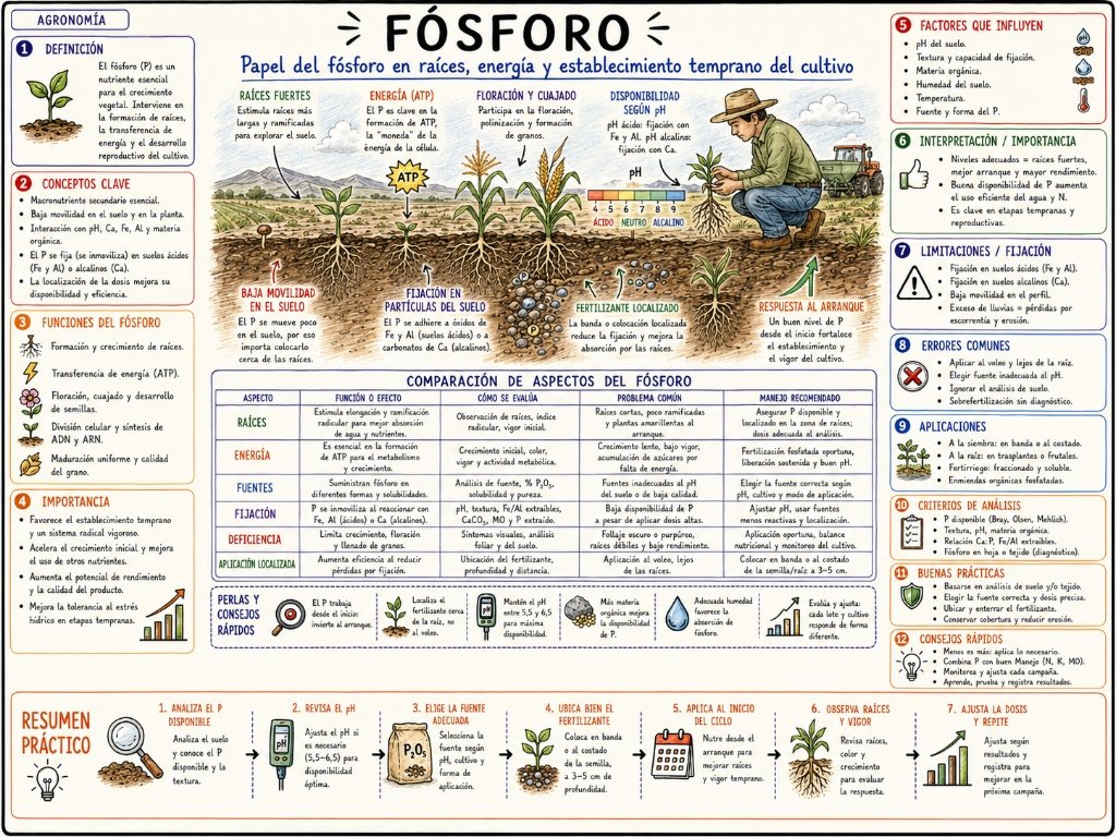 Fósforo: Papel del fósforo en raíces, energía y establecimiento