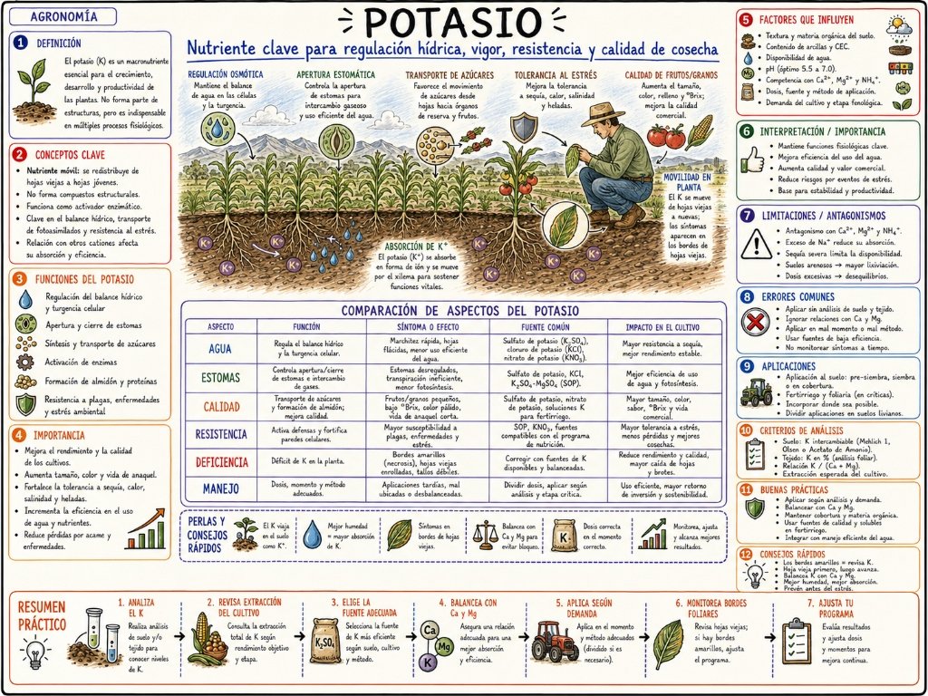Potasio: Nutriente clave para regulación hídrica, vigor y resistencia